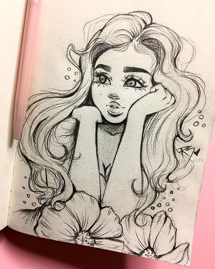 Trendy Mermaid Drawing