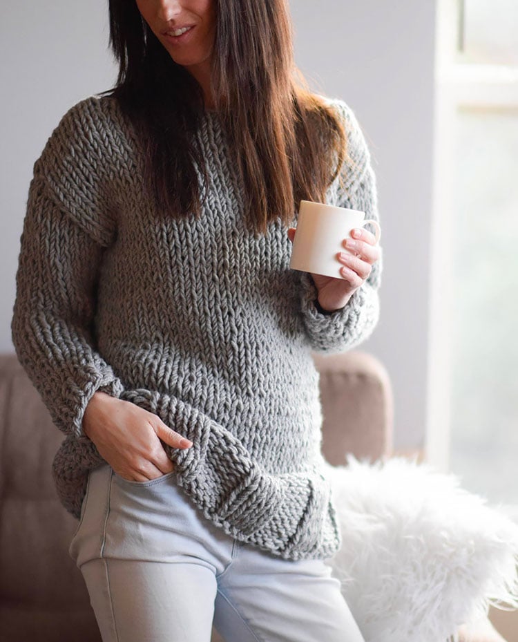Chunky Knit Sweater Pattern, Beginner