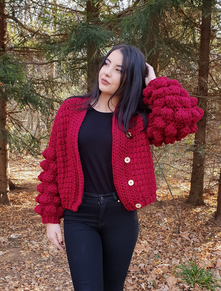 Bubble Sleeve Cardigan